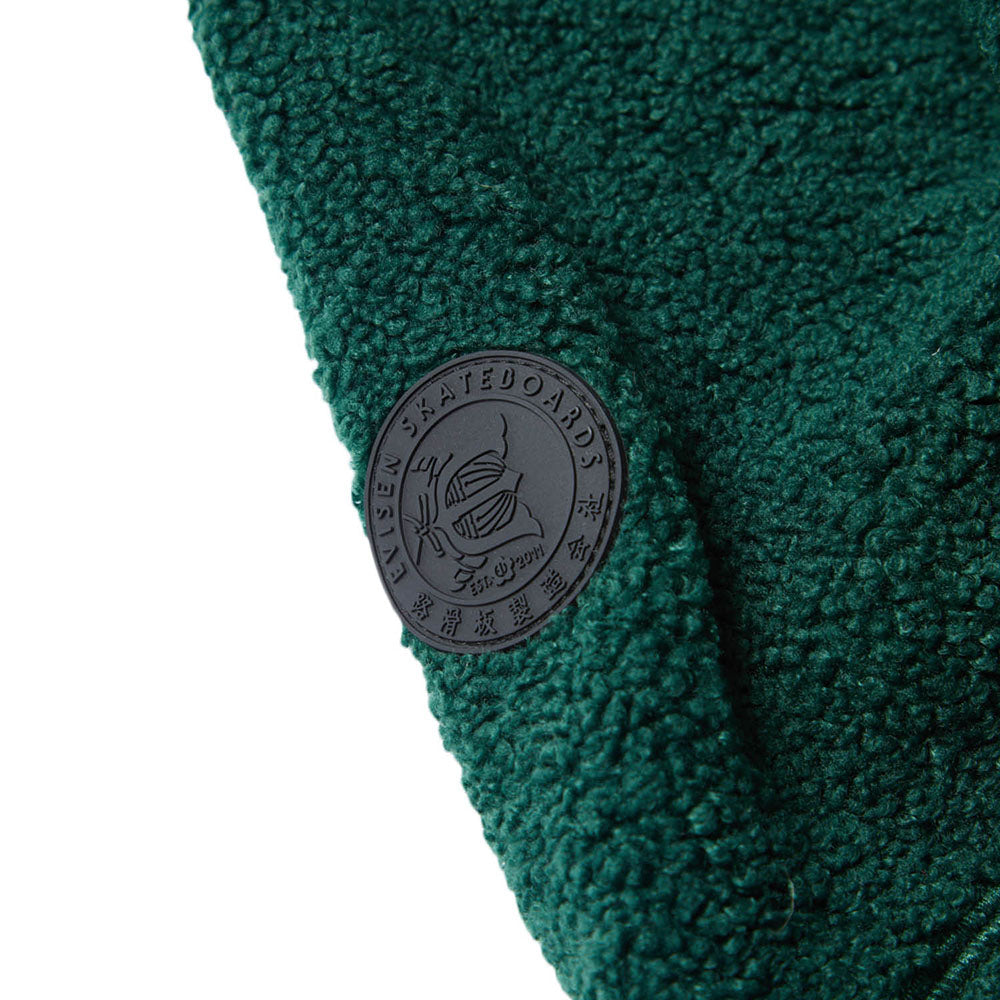 Sweat à capuche zippé polaire Evisen skateboards / Boa vert forêt