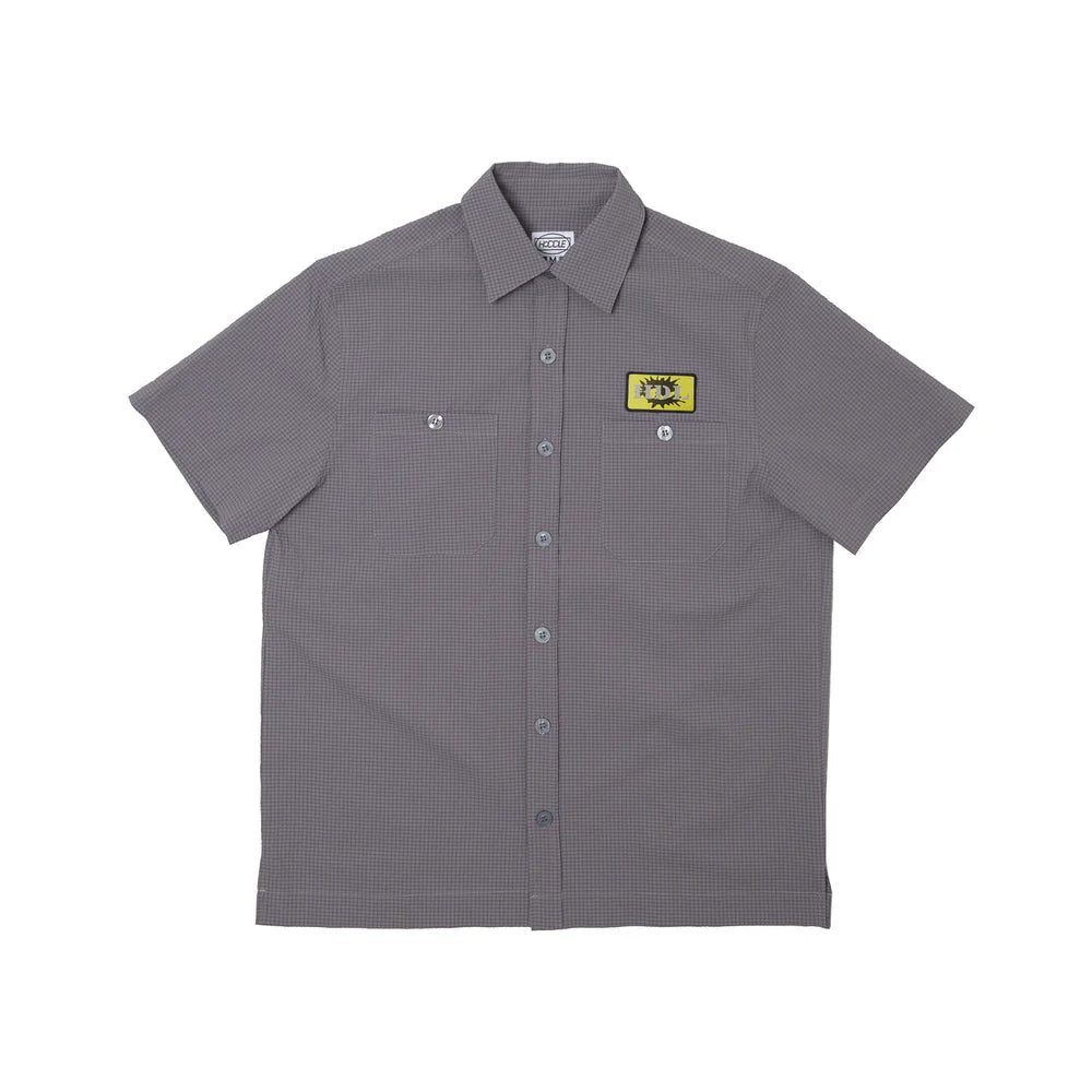 HODDLE HDL SEERSUCKER SHORT SLEEVE SHIRT - GREY