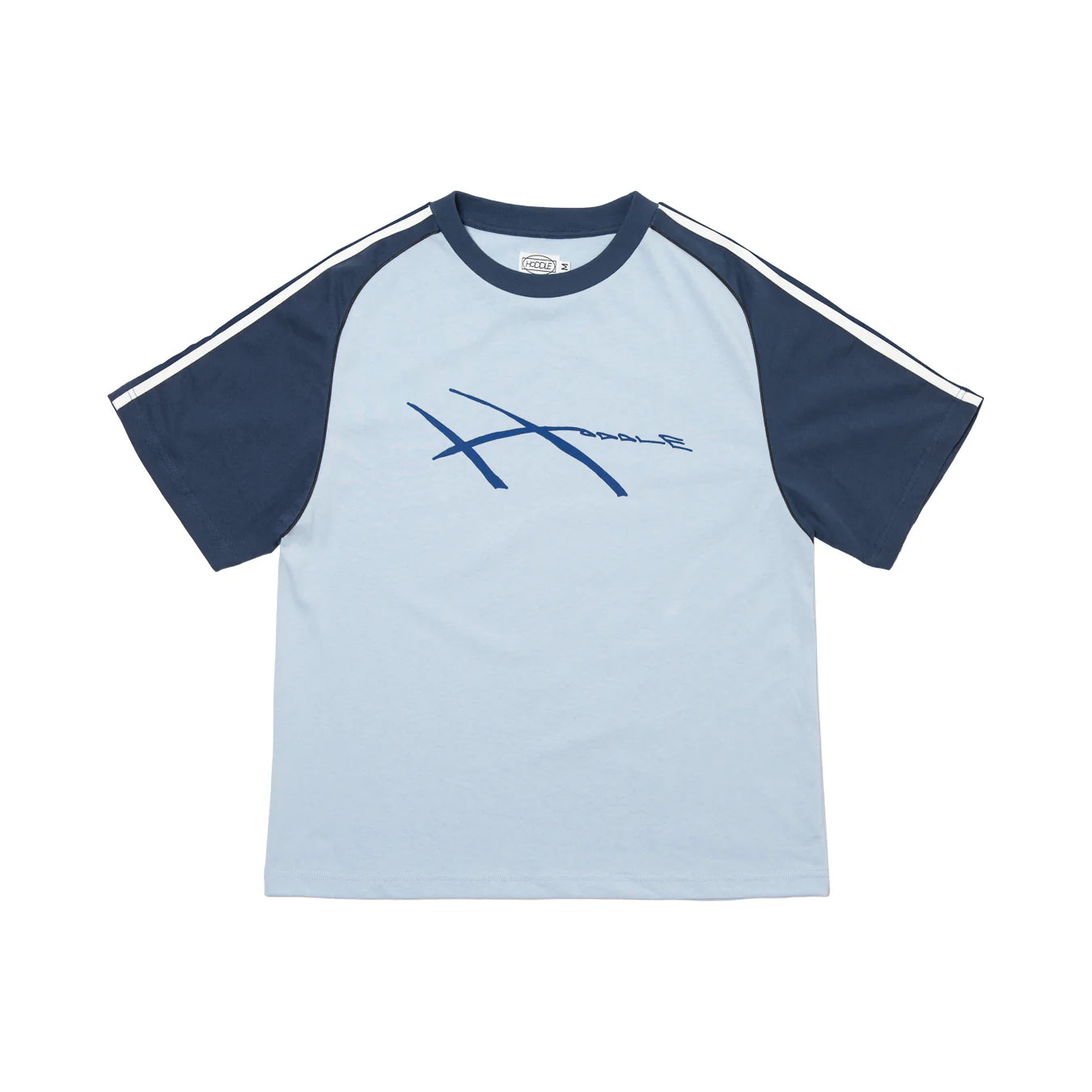 HODDLE WARPED JERSEY TEE - BLUE / NAVY