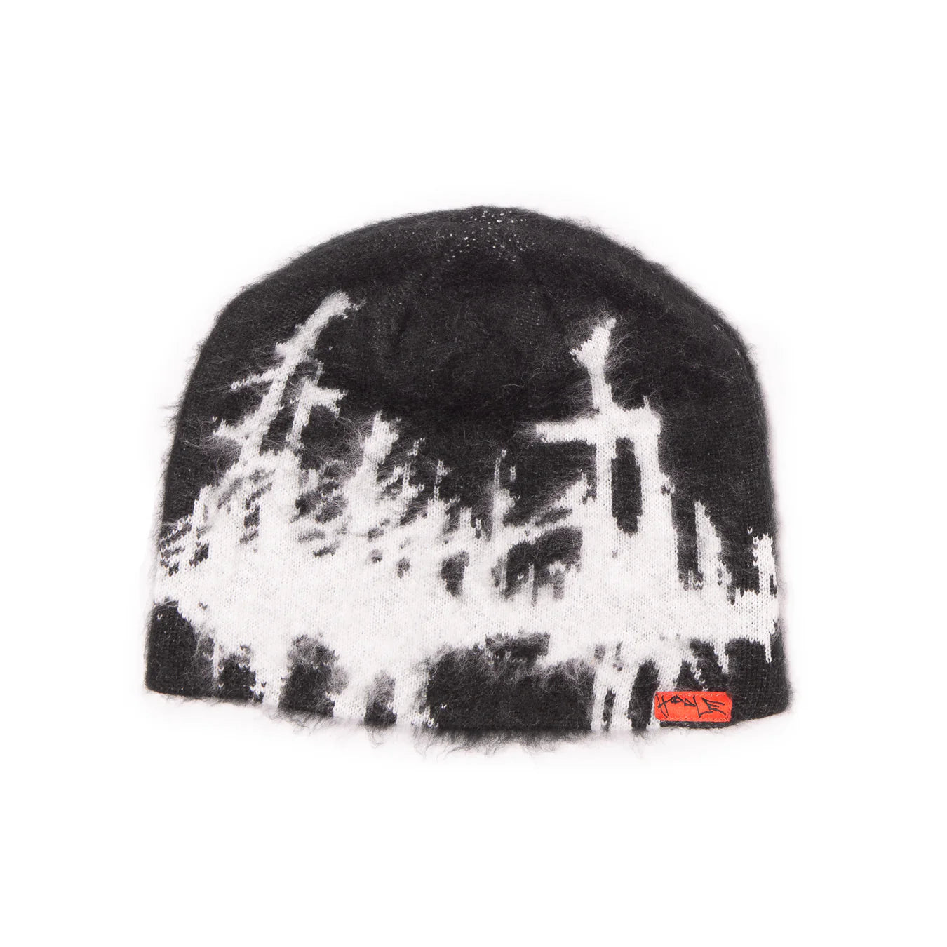 HODDLE  FAUX MOHAIR SKULL BEANIE BLACK / WHITE