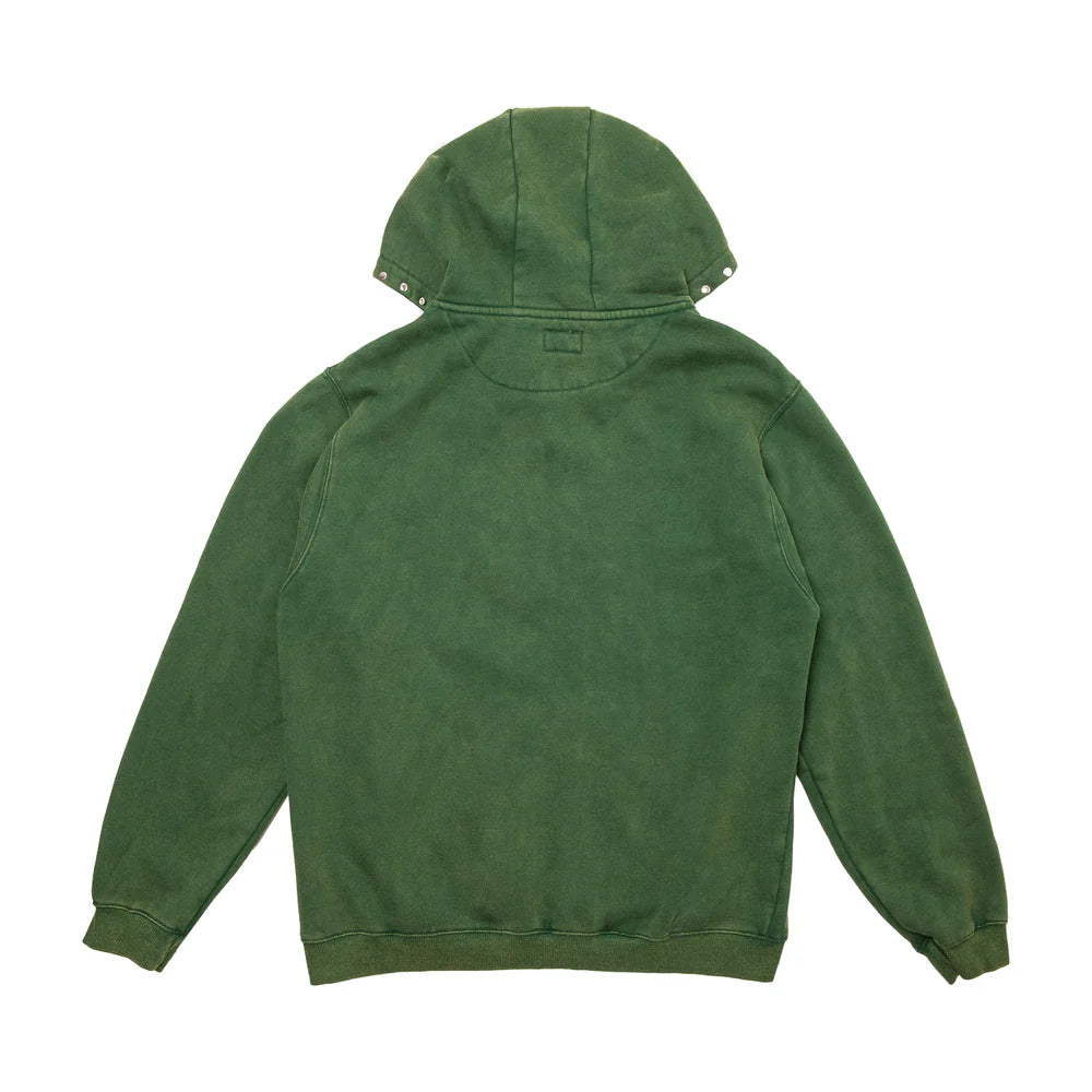 HODDLE STUDDED INTARSIA SCRIPT ZIP UP HOODIE WASHED GREEN