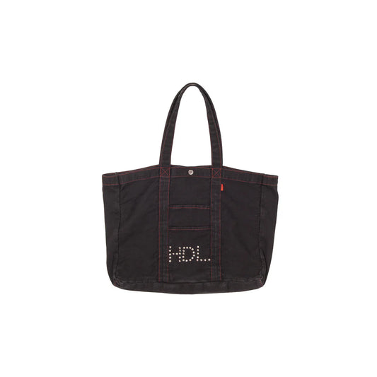 SAC FOURRE-TOUT EN JEAN HODDLE THUNDERDOME - JEAN NOIR / COUTURES CONTRASTÉES ROUGES 